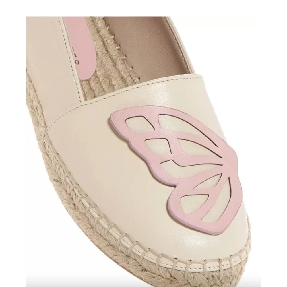 Sophia Webster Leather Butterfly Espadrilles Heirloom Rose Cream Sz.39.5 EU